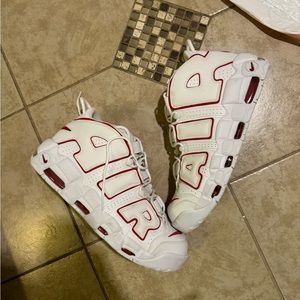 White and red Nike uptempo